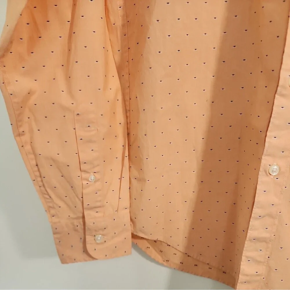 J Crew Mens Button Up Shirt Sz Small Slim Stretch Organic Cotton Blush Orange